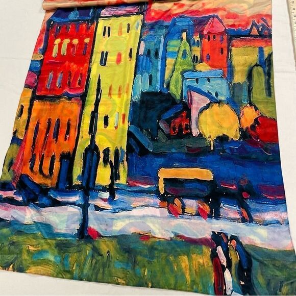 Wassily Kandinsky double sided scarf concentric circles and houses in Munich - Picture 3 of 5